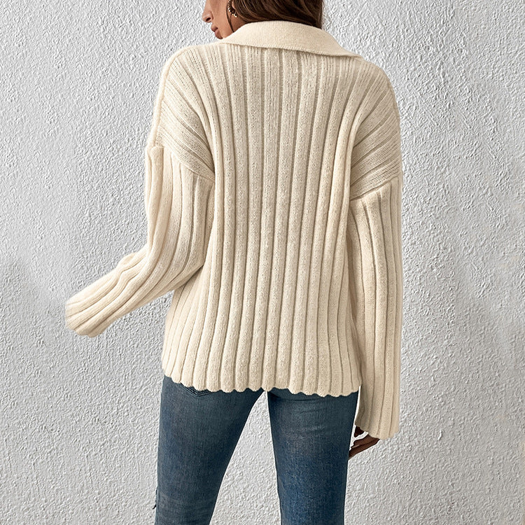 Damen Pullover mit Polokragen