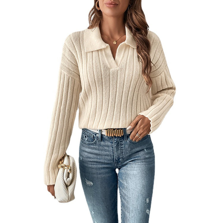 Damen Pullover mit Polokragen