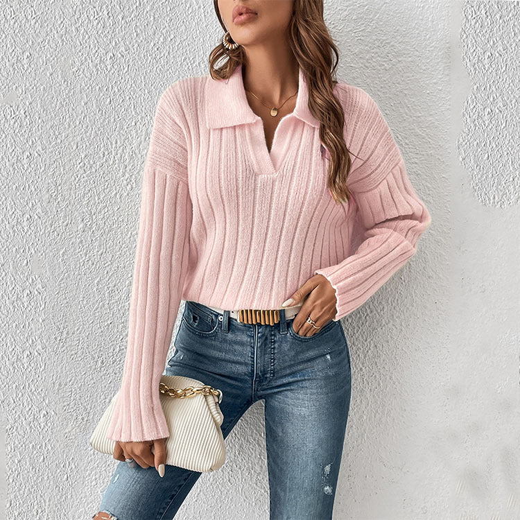 Damen Pullover mit Polokragen